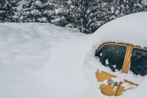 A car covered in snow