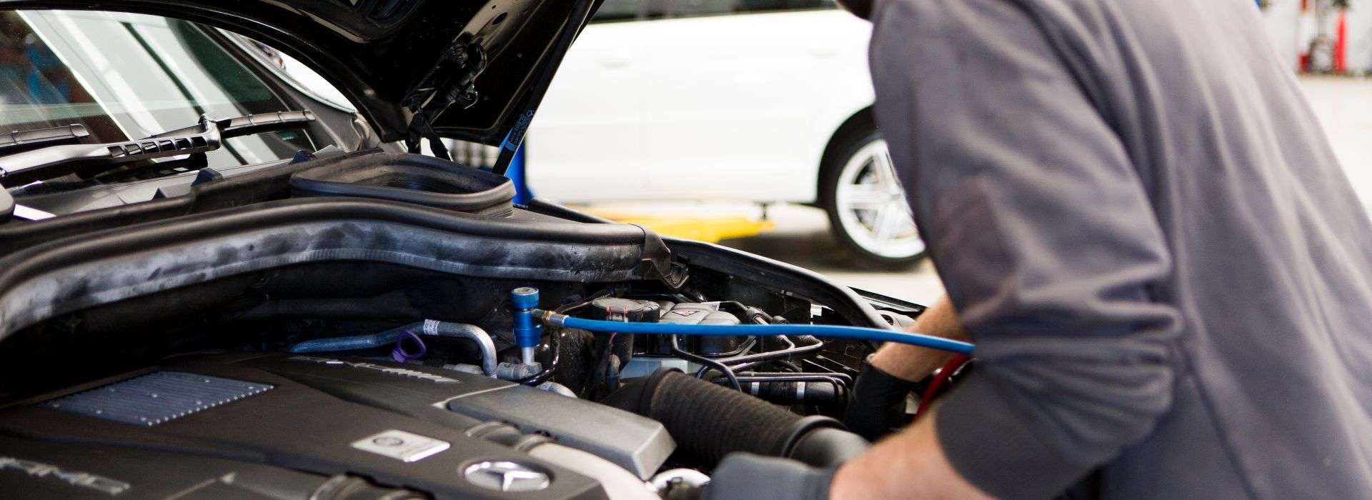 Mechanic looking at the engine