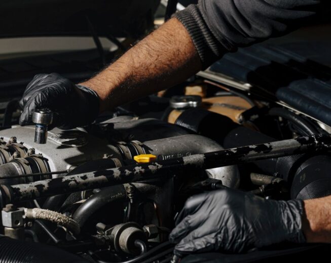 Car engine being fixed