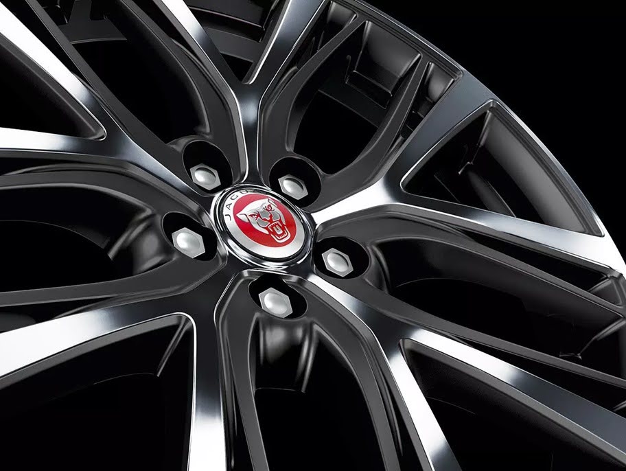 The wheels feature the iconic Jaguar logo at the centre, adding a touch of brand prestige.